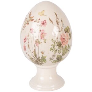 Clayre & Eef Kerstdecoratie Ei op Voet Beige-Roze...