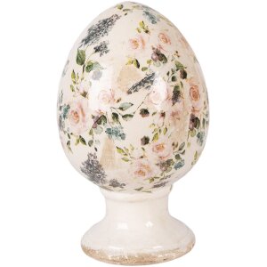 Clayre & Eef keramisch kerstdecoratie ei op voet...