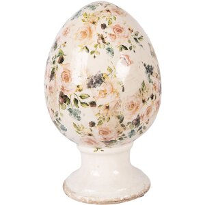 Clayre & Eef keramisch kerstdecoratie ei op voet...