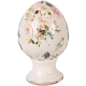 Clayre & Eef kerstdecoratie ei op voet beige-roze...