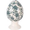 Clayre & Eef keramiek ei op voet beige-groen Ø 15x24 cm
