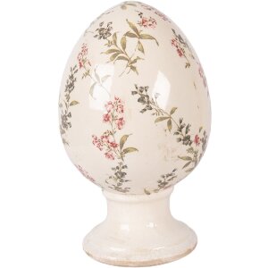 Clayre & Eef keramische kerstdecoratie ei op voet...