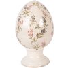 Clayre & Eef keramische kerstdecoratie ei op voet beige-roze Ø15x24 cm