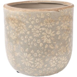 Clayre & Eef keramieken plantenpot grijs-beige...