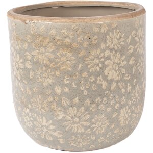 Clayre & Eef keramieken plantenpot grijs-beige...