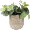 Clayre & Eef keramieken plantenpot grijs-beige Ø 18x16 cm