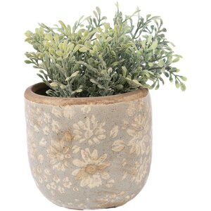 Clayre & Eef keramische blumentopf grijs-goud Ø 10x9 cm