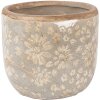 Clayre & Eef keramische blumentopf grijs-goud Ø 10x9 cm