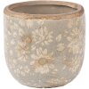 Clayre & Eef keramische blumentopf grijs-goud Ø 10x9 cm