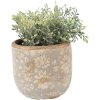 Clayre & Eef keramische blumentopf grijs-goud Ø 10x9 cm