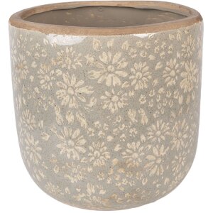Clayre & Eef keramieke plantenpot grijs-beige...
