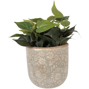 Clayre & Eef keramieke plantenpot grijs-beige Ø20x19 cm
