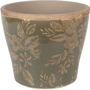 Clayre & Eef keramieke plantenpot groen-bruin...