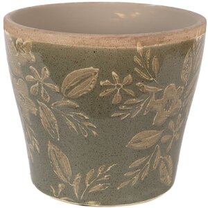 Clayre & Eef keramieke plantenpot groen-bruin...