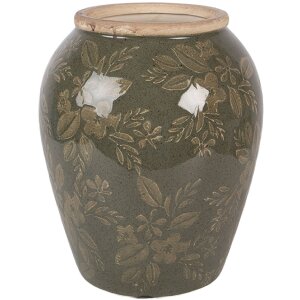 Clayre & Eef keramieke vaas Ø 16 cm x 20 cm, groen-bruin