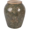 Clayre & Eef keramische vaas groen-bruin Ø15x18 cm