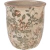 Clayre & Eef keramische plantenpot Ø 15x15 cm beige-groen