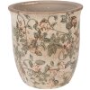 Clayre & Eef keramische plantenpot Ø 15x15 cm beige-groen