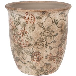 Clayre & Eef Blumentopf Ø 13x13 cm beige-groen