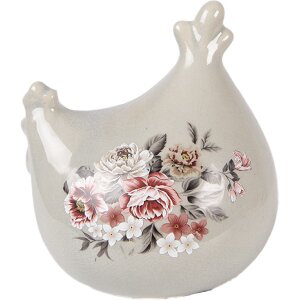 Clayre & Eef Decoratief Beeld Haan Grijs-Roze 12x11x13 cm