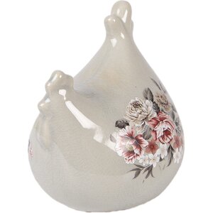 Clayre & Eef Decoratief Beeld Haan Grijs-Roze 12x11x13 cm