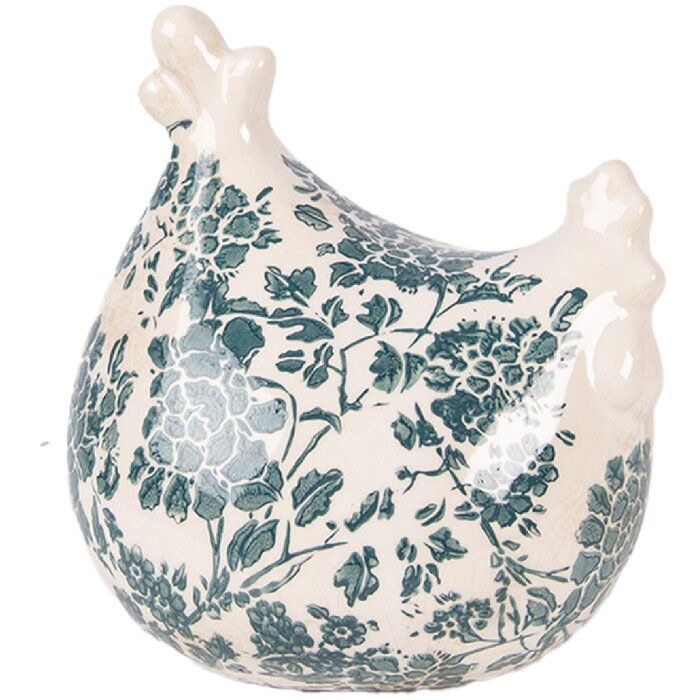 Clayre & Eef decoratief beeld hertje beige-groen 12x11x13 cm