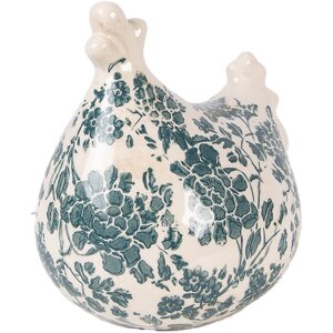 Clayre & Eef decoratief beeld hertje beige-groen 12x11x13 cm