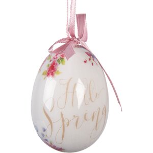 Clayre & Eef Kerstdecoratie Eihangers Set van 9 in Wit en Roze Ø 5x8 cm