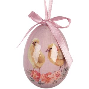 Clayre & Eef Kerstdecoratie Hanger Ei Set van 9 Stukken Groen en Roze