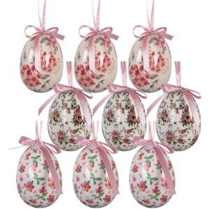 Clayre & Eef kerstdecoratie eihangers set van 9 roze...
