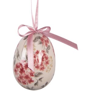 Clayre & Eef kerstdecoratie eihangers set van 9 roze en wit Ø 5x8 cm