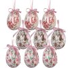 Clayre & Eef kerstdecoratie eihangers set van 9 roze en wit Ø 5x8 cm