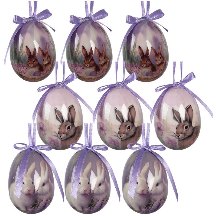 Clayre & Eef kerstdecoratie hangers eier set van 9 kleurrijk Ø 5x8 cm