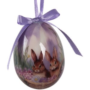 Clayre & Eef kerstdecoratie hangers eier set van 9 kleurrijk Ø 5x8 cm