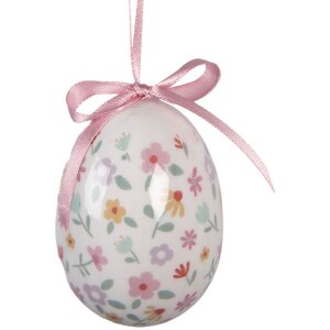 Clayre & Eef Kerstdecoratie Eihanger Set van 9 Stukken Wit en Roze Ø 5x8 cm