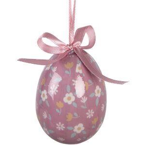 Clayre & Eef Kerstdecoratie Eihanger Set van 9 Stukken Wit en Roze Ø 5x8 cm