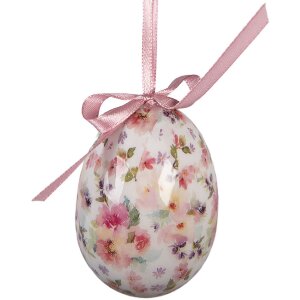 Clayre & Eef Kerstdecoratie Eihanger Set van 9 Stukken Wit en Roze Ø 5x8 cm