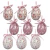 Clayre & Eef Kerstdecoratie Eihanger Set van 9 Stukken Wit en Roze Ø 5x8 cm