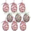Clayre & Eef hangende kerstdecoratie eieren set van 9 wit en roze Ø 5x8 cm