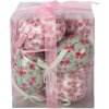 Clayre & Eef hangende kerstdecoratie eieren set van 9 wit en roze Ø 5x8 cm
