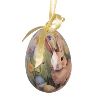 Clayre & Eef 66454 kerstdecoratie ei-hangers set van 9, Ø 5x8 cm