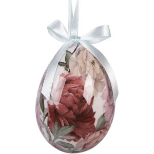 Clayre & Eef Kerstdecoratie Eihangers Set van 6 in Wit en Roze, Ø 7x10 cm