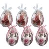 Clayre & Eef Kerstdecoratie Eihangers Set van 6 in Wit en Roze, Ø 7x10 cm