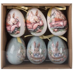 Clayre & Eef 66458 kerstdecoratie hanger ei set van 6...