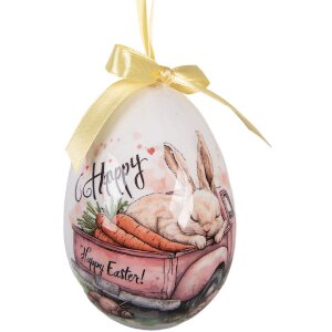 Clayre & Eef 66458 kerstdecoratie hanger ei set van 6 kleurrijke eihangers Ø 7x10 cm