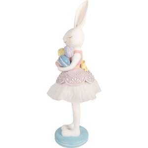 Clayre & Eef kerstdecoratie kaninje wit en paars 18x17x54 cm