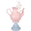 Clayre & Eef Teekanne met konijn, zacht roze en wit, 22x14x35 cm
