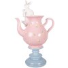 Clayre & Eef Teekanne met konijn, zacht roze en wit, 22x14x35 cm
