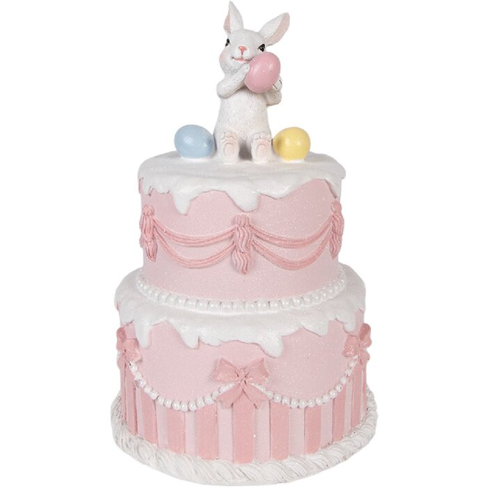 Clayre & Eef kerstdecoratie torte wit roze Ø 18x28 cm