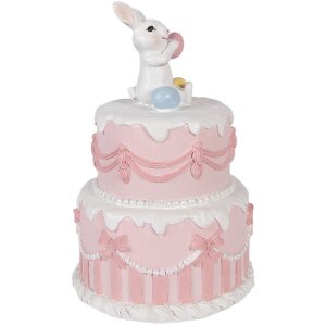 Clayre & Eef kerstdecoratie torte wit roze Ø 18x28 cm